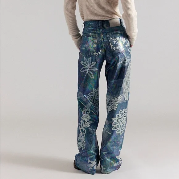 Free People We The Free Tinsley Printed High-Rise Illusions Jeans NWOT SIZE 29 - Picture 4 of 6